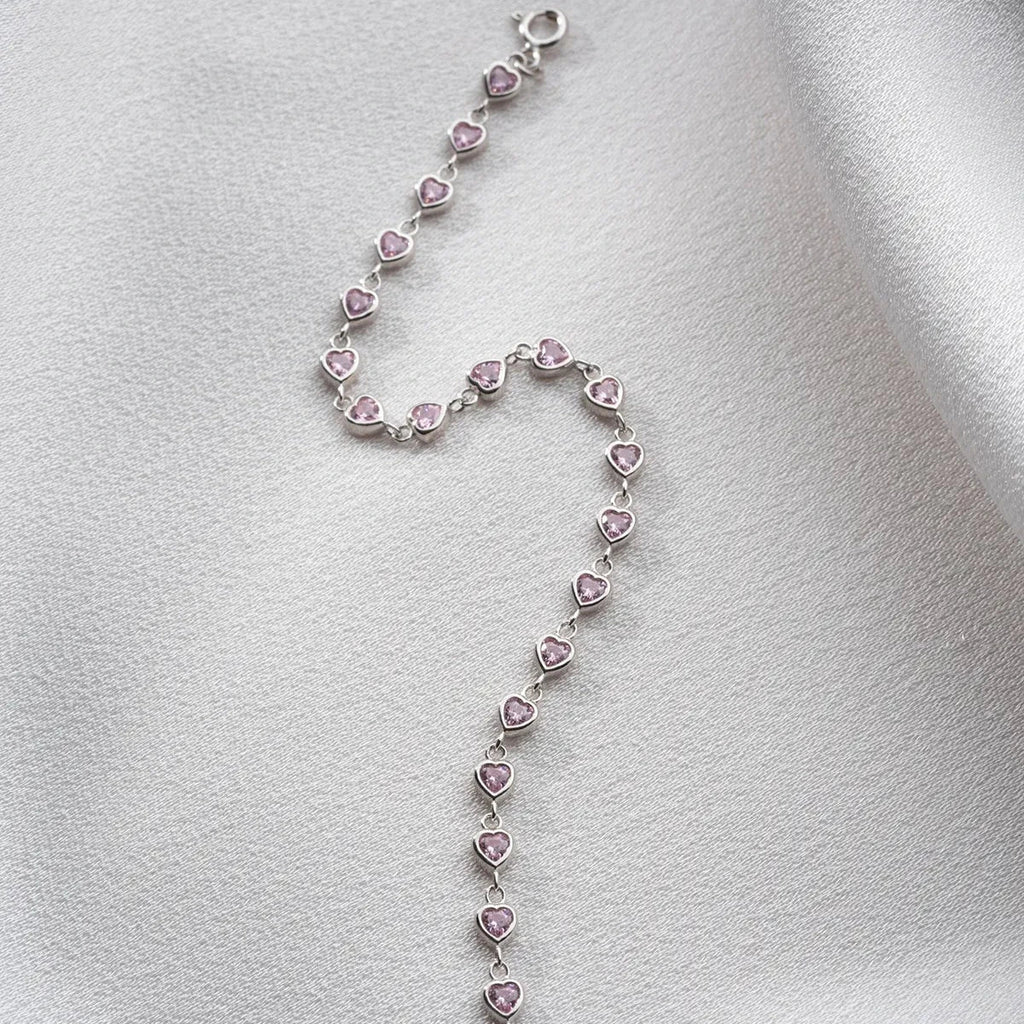 MINI ROZA HERZ ARMBAND aus 925 Silber - Eleganter Armband - AURIME