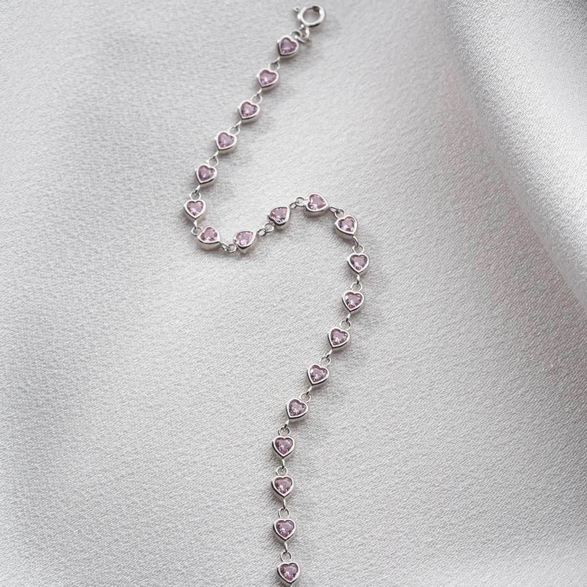 MINI ROZA HERZ ARMBAND aus 925 Silber - Eleganter Armband - AURIME