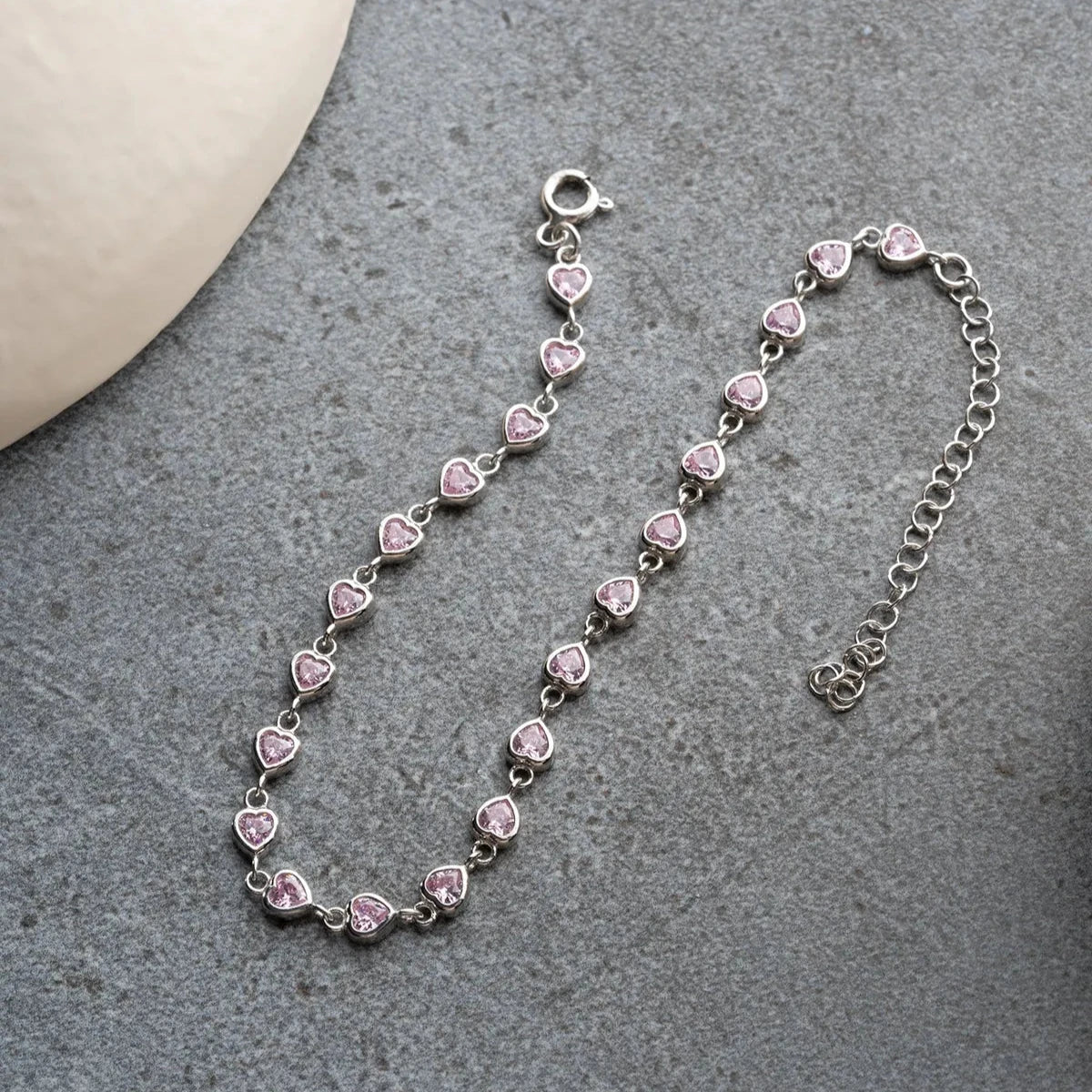 MINI ROZA HERZ ARMBAND aus 925 Silber - Eleganter Armband - AURIME