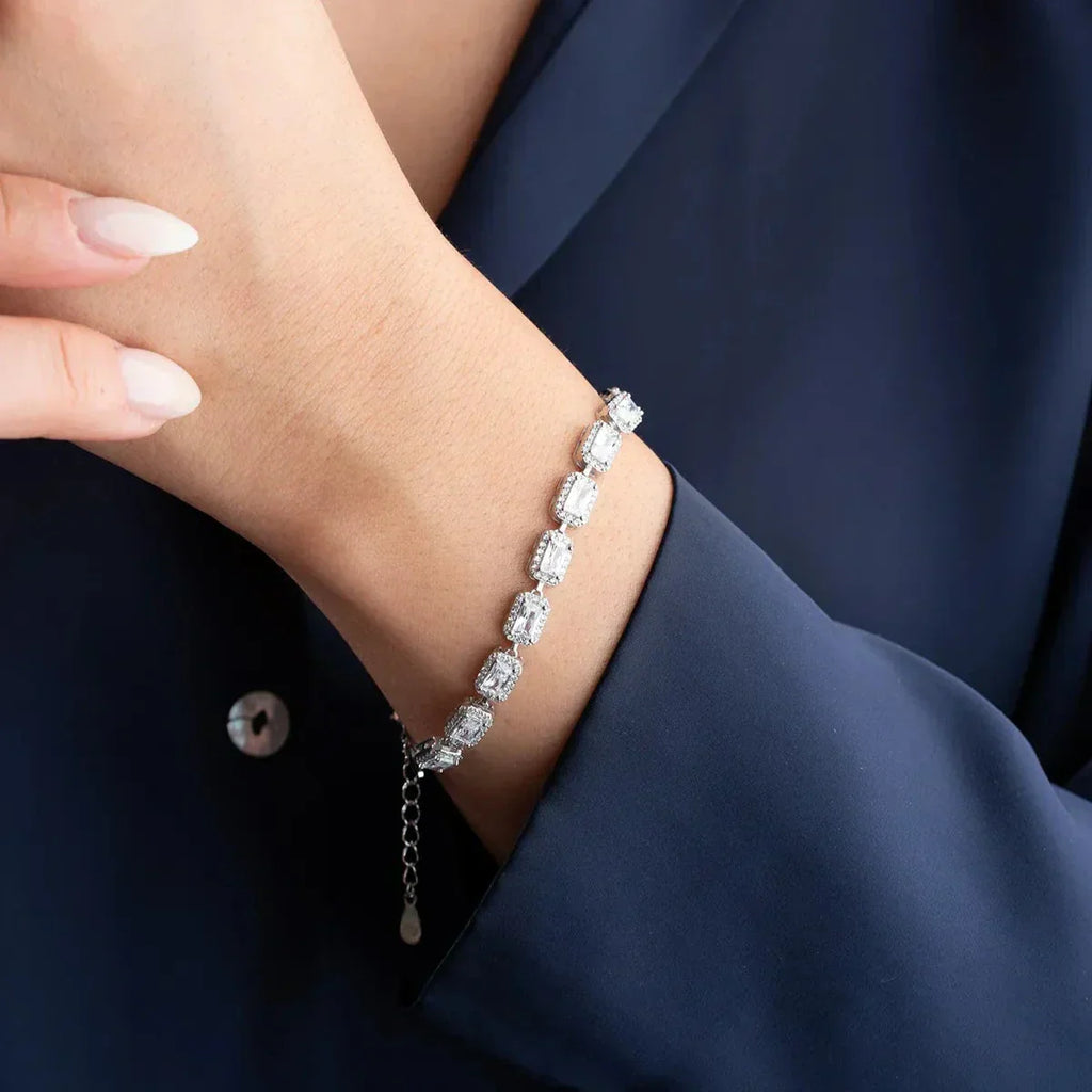 ARMBAND MIT BAGUETTE STEIN aus 925 Silber - Eleganter Armband - AURIME