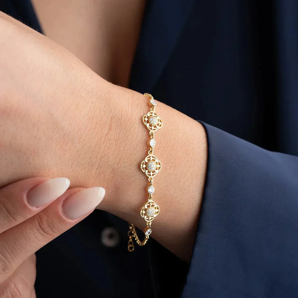 STEIN BLUMENARMBAND aus 925 Silber - Eleganter Armband - AURIME