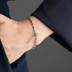 GRÜNER STEIN LOTUS ARMBAND aus 925 Silber - Eleganter Armband - AURIME