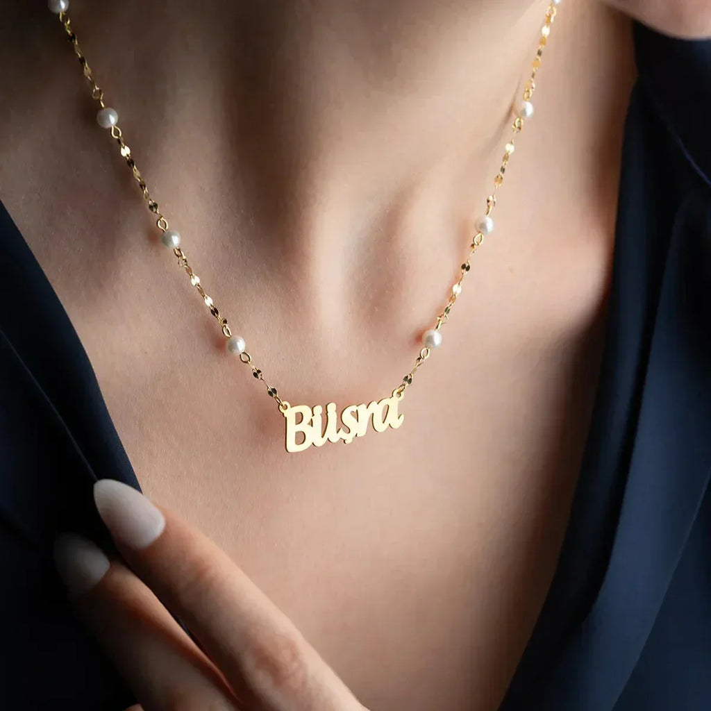 PERLEN CRUSH NAMENSKETTE aus 925 Silber - Eleganter Halskette - AURIME