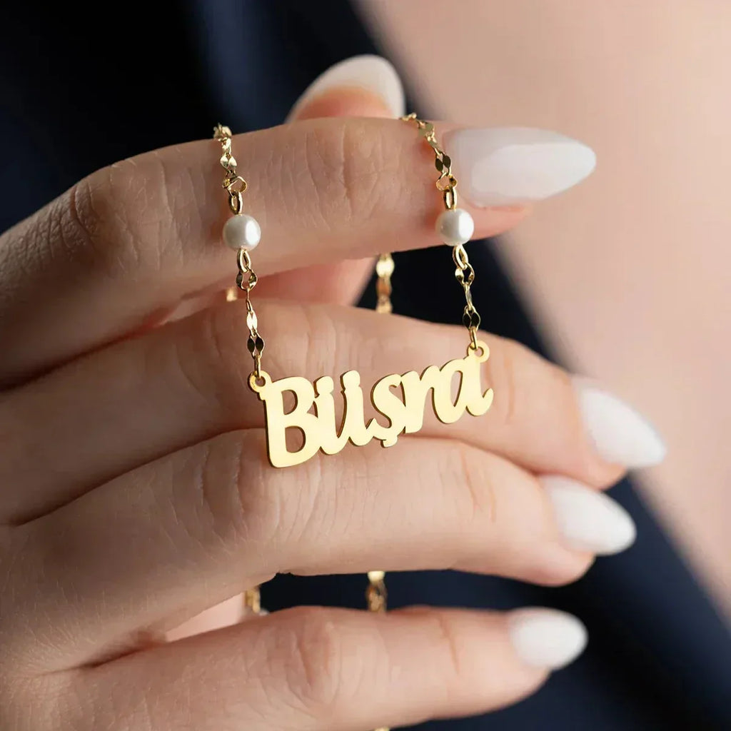 PERLEN CRUSH NAMENSKETTE aus 925 Silber - Eleganter Halskette - AURIME