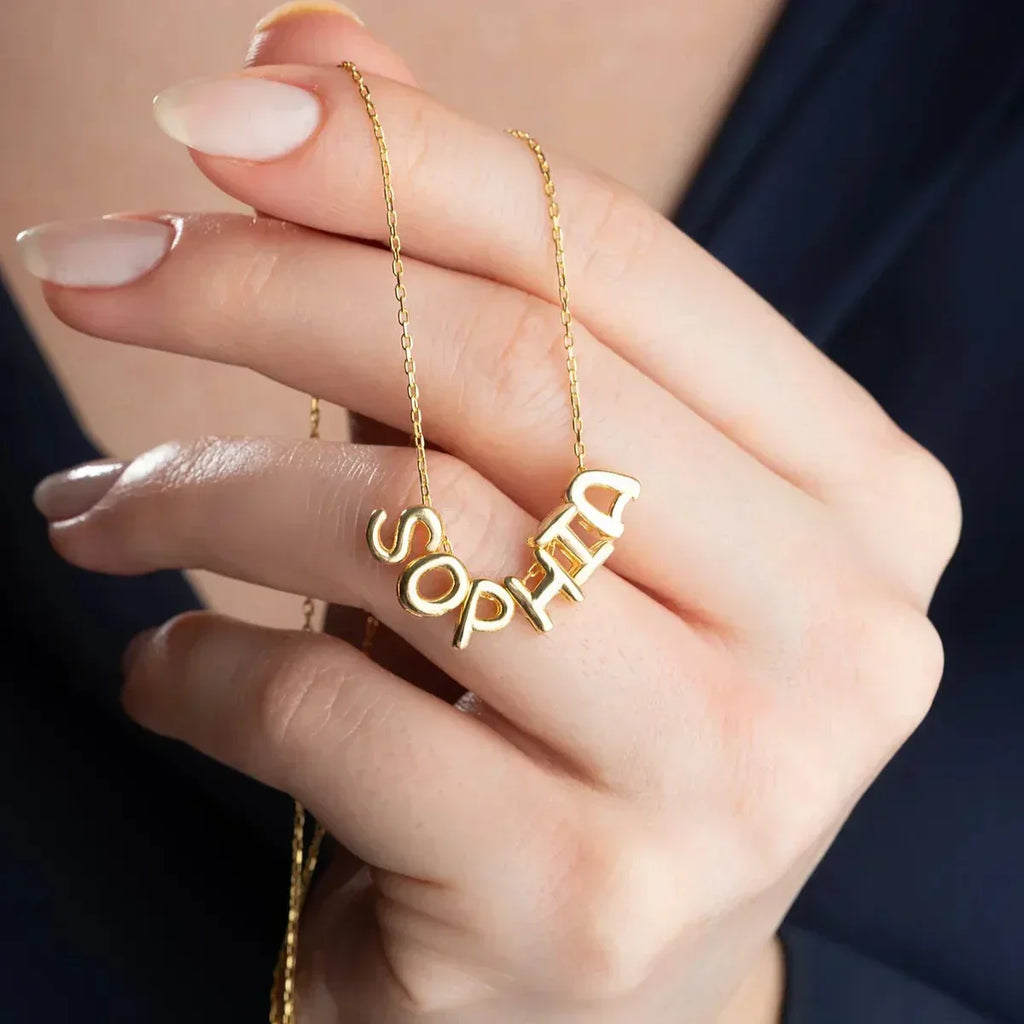 BALLON BUCHSTABE NAMENSKETTE aus 925 Silber - Eleganter Halskette - AURIME