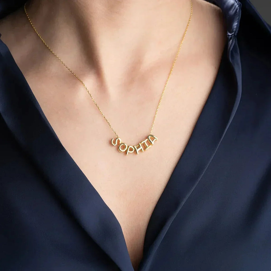 BALLON BUCHSTABE NAMENSKETTE aus 925 Silber - Eleganter Halskette - AURIME