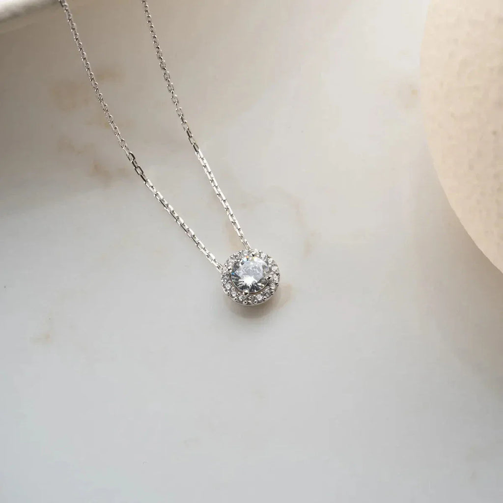 DIAMANT MODELL EINZELSTEIN HALSKETTE | 925 SILBER