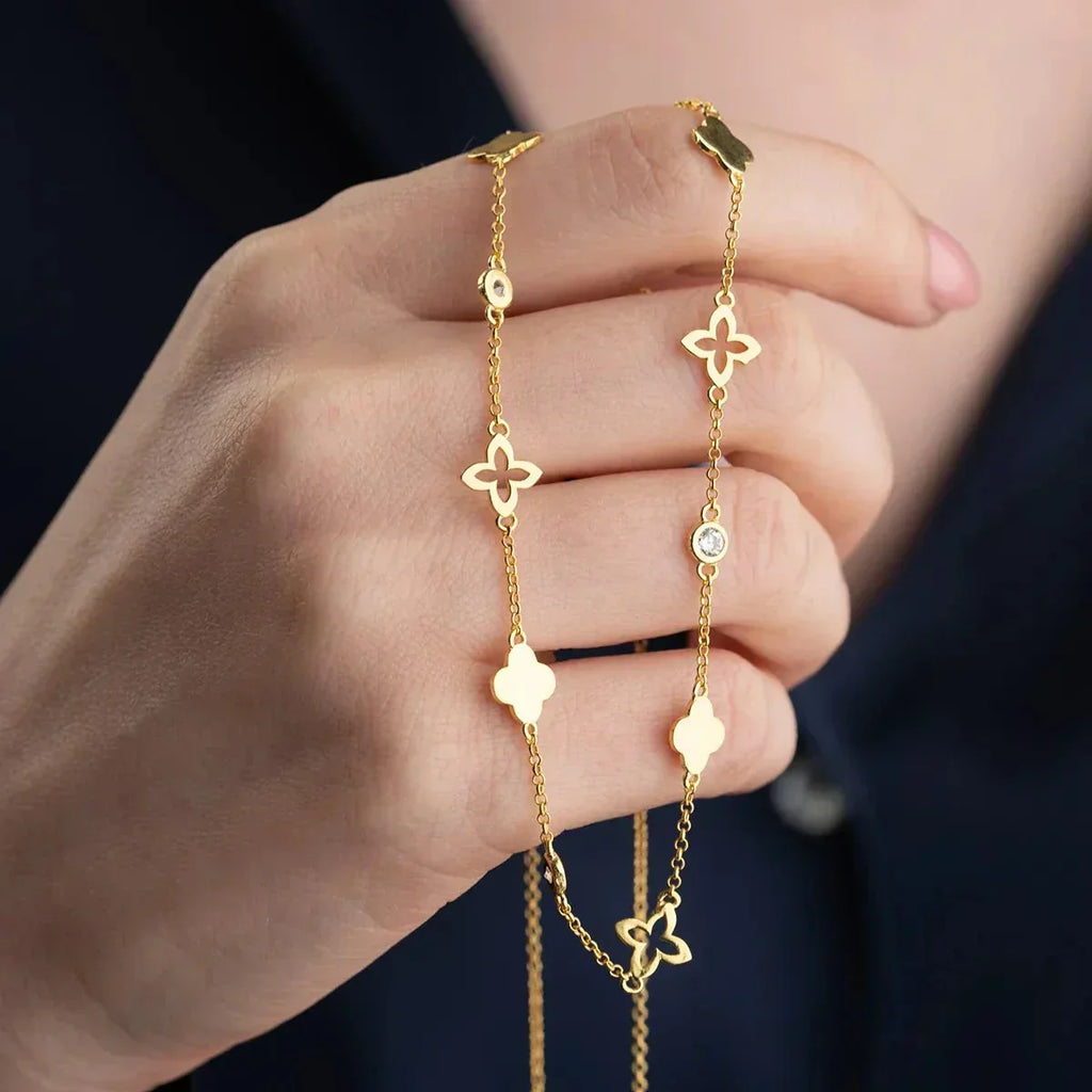 CLOVER GLÜCK HALSKETTE aus 925 Silber - Eleganter Halskette - AURIME