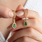 SMARAGDGRÜNE HALSKETTE OHRRINGE SET aus 925 Silber - Eleganter Ohrringe - AURIME