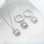 BAGUETTE HALSKETTE OHRRING SET | 925 SILBER