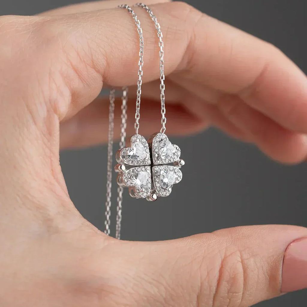 WEISSE STEINKETTE MIT MAGNET aus 925 Silber - Eleganter Halskette - AURIME