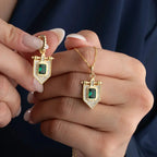 GRÜNER STEIN HALSKETTE OHRRING SET aus 925 Silber - Eleganter Ohrringe - AURIME