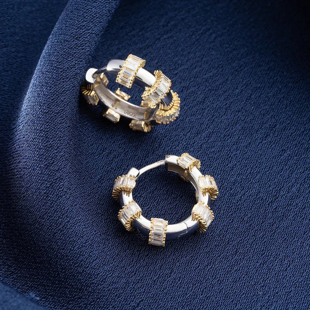 BAGUETTE STEIN CREOLEN aus 925 Silber - Hochwertiger Schmuck - AURIME