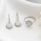 LOTUSBLUME RING OHRRING SET aus 925 Silber - Eleganter Ohrringe - AURIME