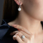 LOTUSBLUME RING OHRRING SET aus 925 Silber - Eleganter Ohrringe - AURIME