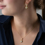 EINZELSTEIN HALSKETTE OHRRINGE SET aus 925 Silber - Eleganter Ohrringe - AURIME