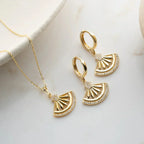 FAN HALSKETTE OHRRING SET aus 925 Silber - Eleganter Ohrringe - AURIME