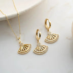 FAN HALSKETTE OHRRING SET aus 925 Silber - Eleganter Ohrringe - AURIME