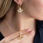 FAN HALSKETTE OHRRING SET aus 925 Silber - Eleganter Ohrringe - AURIME