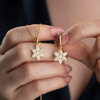 STEIN LOTUS HALSKETTE OHRRING SET aus 925 Silber - Eleganter Ohrringe - AURIME