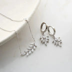 STEINBLATT HALSKETTE OHRRING SET aus 925 Silber - Eleganter Ohrringe - AURIME