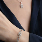 BAGUETTE STEIN HALSKETTE ARMBAND SET aus 925 Silber - Eleganter Halskette - AURIME