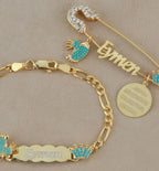 KINDER GRAVURARMBAND + STECKNADEL SET | 925 SILBER