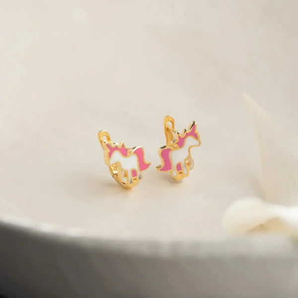 Kinder Unicorn Ohrringe aus 925 Silber, detaillierte silberne Ohrringe mit unicorn Design, von Aurime.