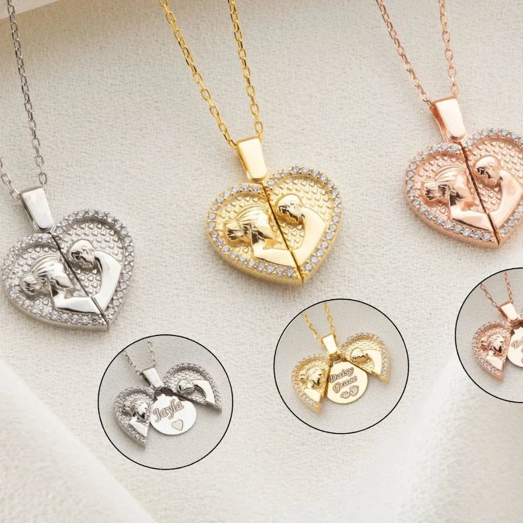 MOM &amp; CHILD ENGRAVING NECKLACE | 925 SILVER