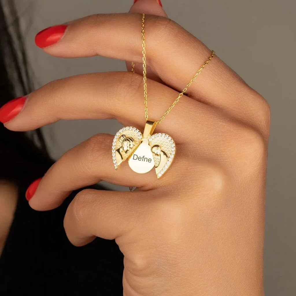 MOM &amp; CHILD ENGRAVING NECKLACE | 925 SILVER