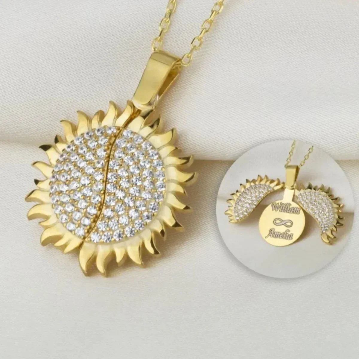 SONNE GRAVUR HALSKETTE | 925 SILBER