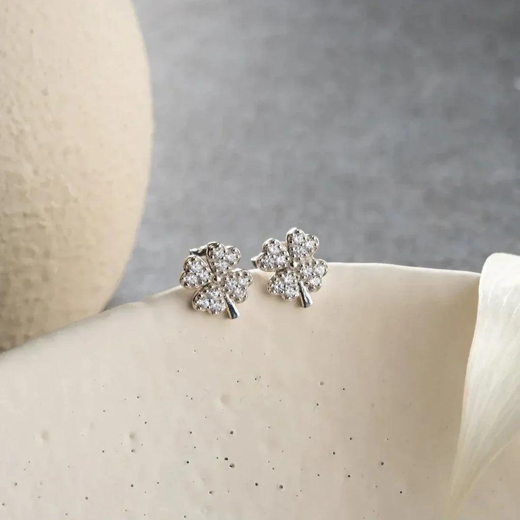 ZIRKONIA KLEEBLATT OHRRINGE | 925 SILBER