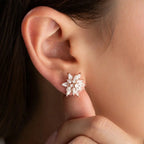 LOTUS & EISZAPFEN ZIRKONIA BLÜTEN OHRRINGE aus 925 Silber - Eleganter Ohrringe - AURIME