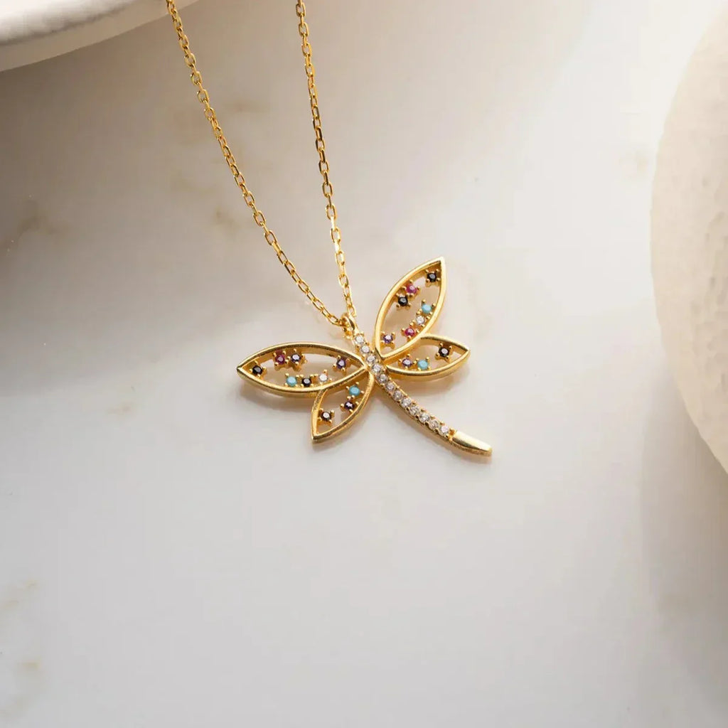 BUNTE LIBELLE HALSKETTE | 925 SILBER