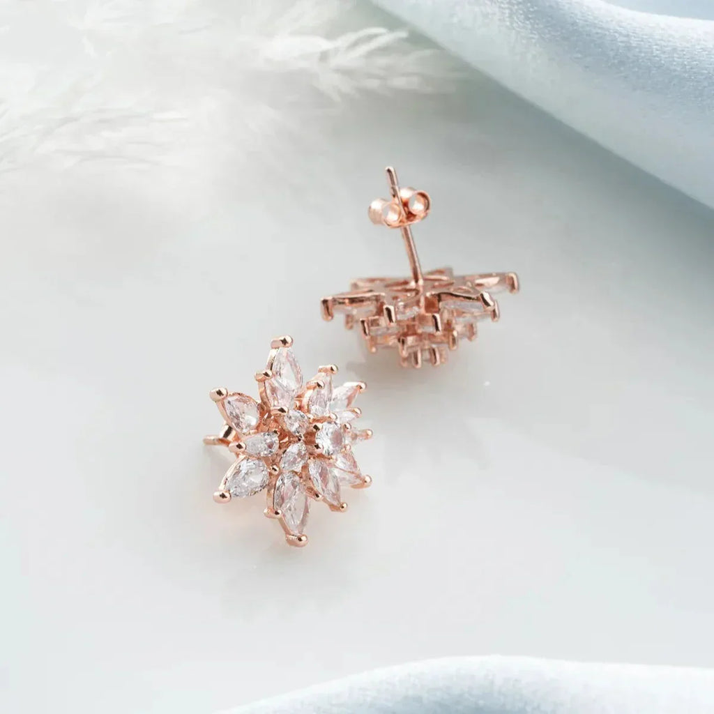 LOTUS & EISZAPFEN ZIRKONIA BLÜTEN OHRRINGE| 925 SILBER