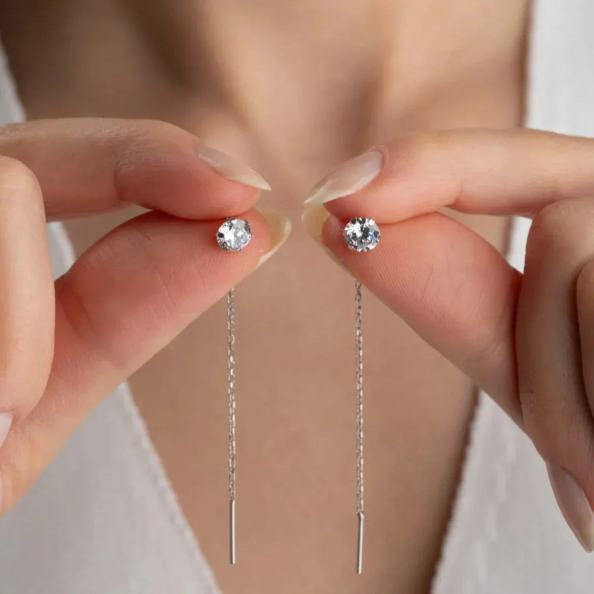DIAMANT DESIGN HÄNGENDE OHRRINGE | 925 SILBER