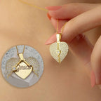 GRAVUR HERZ & ZIRKONIA HALSKETTE aus 925 Silber - Eleganter Halskette - AURIME