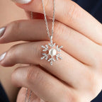 PERLEN & SCHNEEFLOCKEN HALSKETTE aus 925 Silber - Eleganter Halskette - AURIME