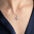 PERLEN & SCHNEEFLOCKEN HALSKETTE aus 925 Silber - Eleganter Halskette - AURIME