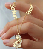 2er NAMENSKETTE MIT MAMA & KIND | 925 SILBER