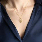 SCHNEEFLOCKE & STERN HALSKETTE aus 925 Silber - Eleganter Halskette - AURIME