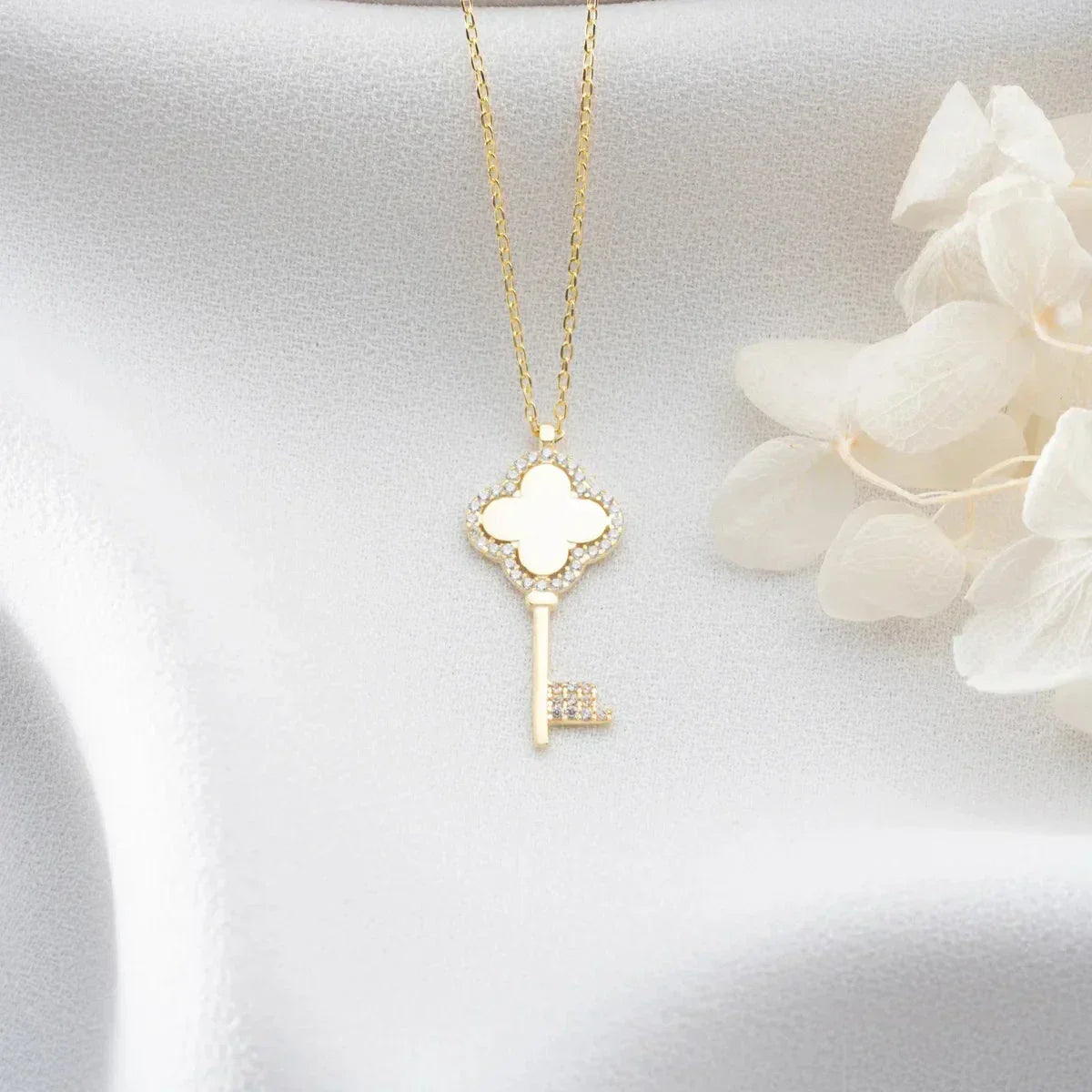 ZIRKONIA & SCHLÜSSEL HALSKETTE | 925 SILBER