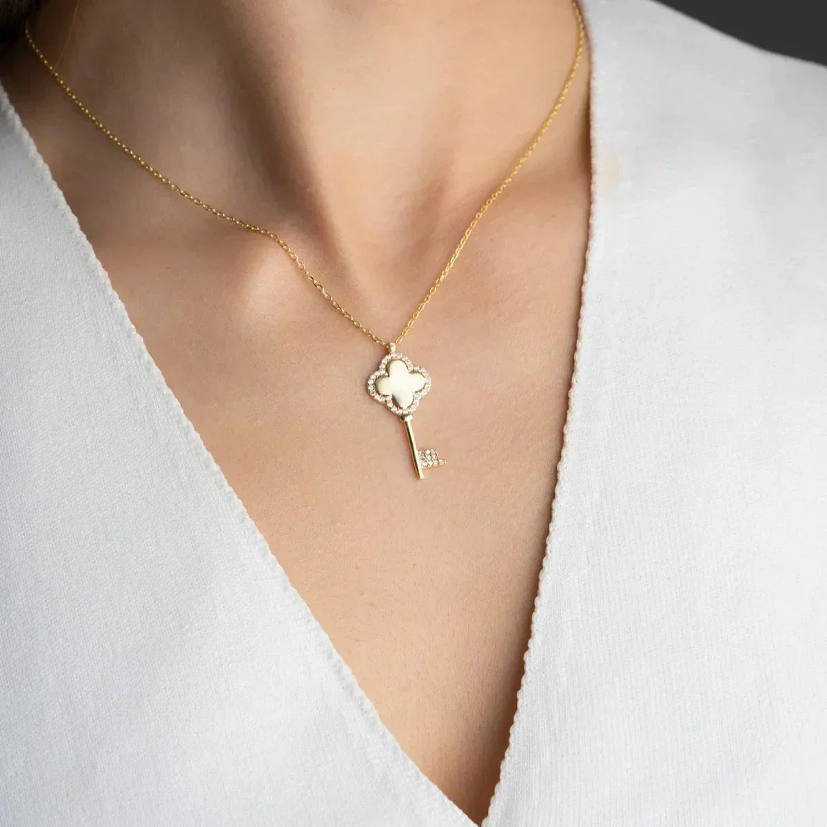 ZIRKONIA & SCHLÜSSEL HALSKETTE | 925 SILBER