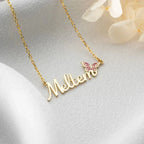 NAMENSKETTE MIT SCHMETTERLING aus 925 Silber - Eleganter Halskette - AURIME