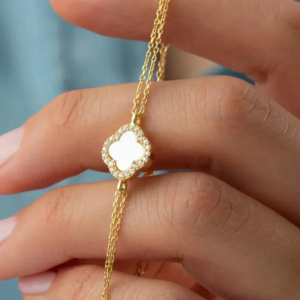 ZIRKONIA & KLEEBLATT ARMKETTE | 925 SILBER