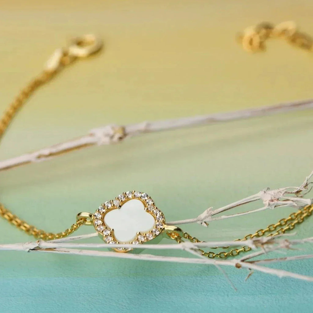 ZIRKONIA & KLEEBLATT ARMKETTE | 925 SILBER