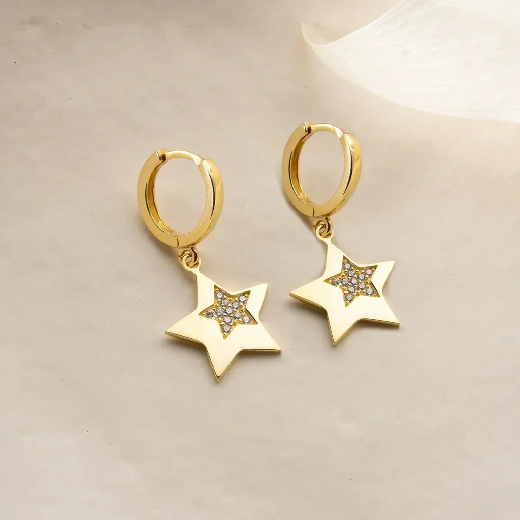 STERNE DUO OHRRINGE aus 925 Silber - Eleganter Ohrringe - AURIME