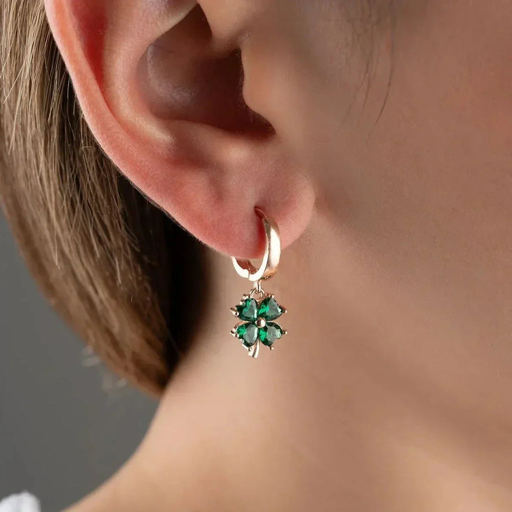 GRÜNE KLEE OHRRINGE aus 925 Silber - Eleganter Ohrringe - AURIME