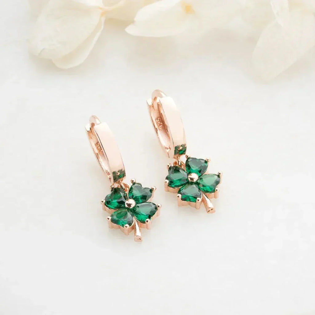 GRÜNE KLEE OHRRINGE aus 925 Silber - Eleganter Ohrringe - AURIME