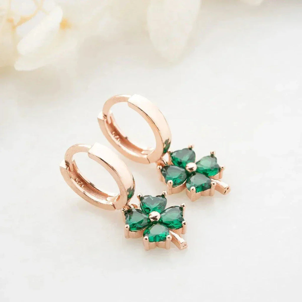 GRÜNE KLEE OHRRINGE aus 925 Silber - Eleganter Ohrringe - AURIME